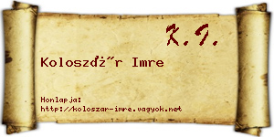 Koloszár Imre névjegykártya